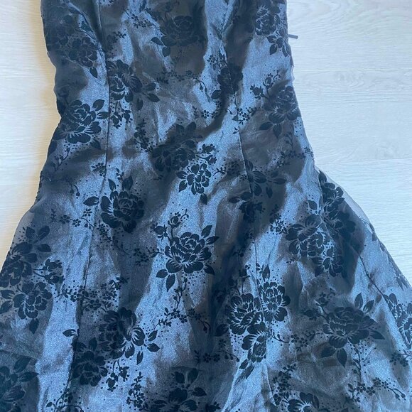 Vintage Jessica McClintock Floral Velvet Burnout Midi Tulle Dress Size 3 Witch - Picture 7 of 9